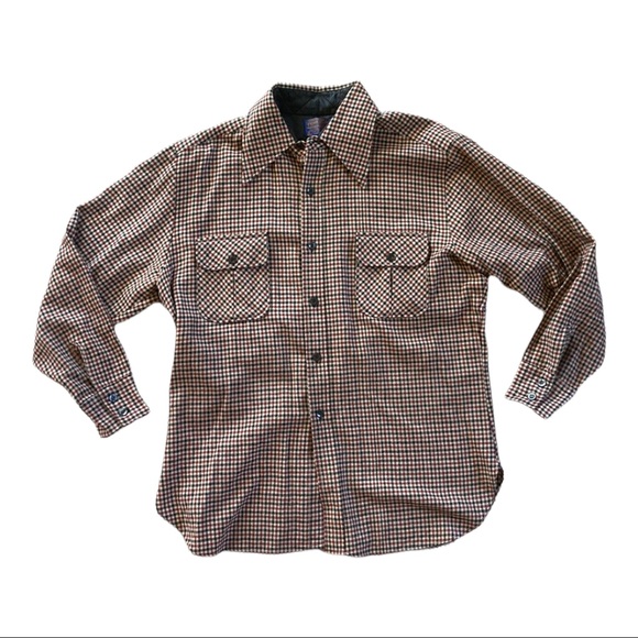 Vintage USA Made Pendleton Virgin Wool Houndstooth Long Sleeve Shirt XL. Clean! - Picture 4 of 15